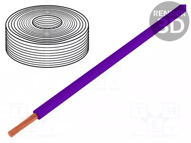 JOHTO - H07V-K - CU - 6MM2 - PVC - VIOLETTI - 450V,750V - LUOKKA: 5 - Yksisäikeiset asennuskaapelit - H07V-K-600-VI - 1