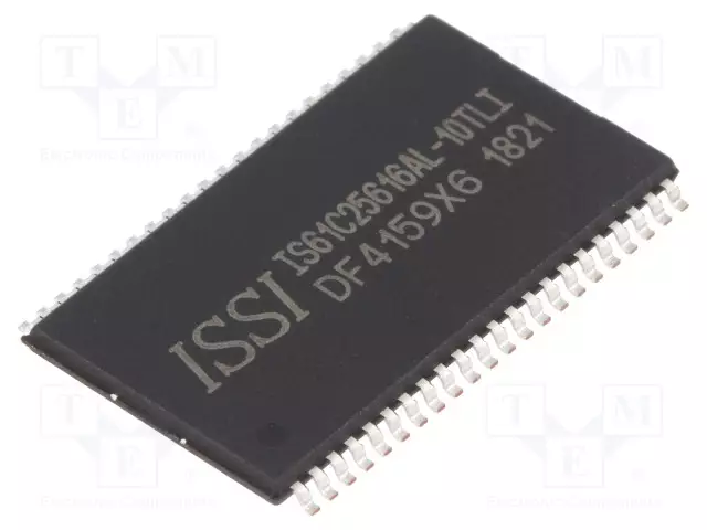 IC: SRAM MUISTI - 4MBSRAM - 256KX16BIT - 5V - 10NS - TSOP44 II - SARJA- - SRAM rinnakkaisl. muistit - mikropiirit - 61C25616AL10TLI - 1