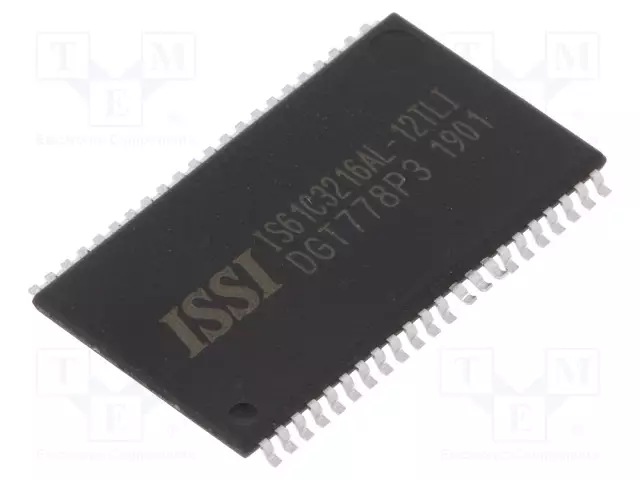 IC: SRAM MUISTI - 512KBSRAM - 32KX16BIT - 5V - 12NS - TSOP44 II - SARJA- - SRAM rinnakkaisl. muistit - mikropiirit - 61C3216AL12TLI - 1