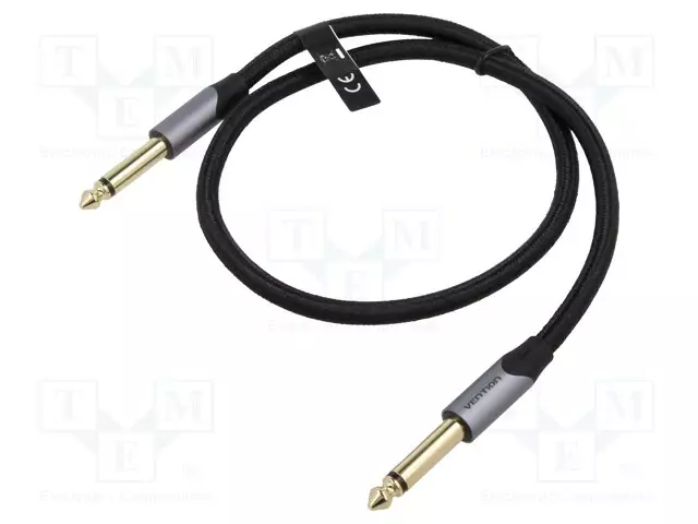 KAAPELI - JACK 6,3 MM 2PIN PISTOKE,MOLEMMIN PUOLIN - 3M - MUSTA - Muut audio-videokaapelit - BASHI - 1