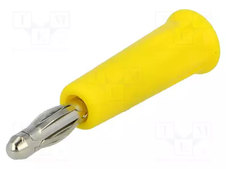 LABORATORY CONNECTOR: 4MM BANANA - PLUG - 24A - 30VAC - 60VDC - KELTAINEN - Banaaniliittimet 4mm - PJP1010-I-J - 1