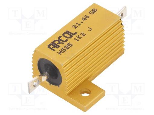 LANKAVASTUS ALUMIINIPROFIILILLA - RUUVIKIINNITYS - 1,2KOHM - 25W - ±5% - Tehovastukset - HS25-1K2J - 1