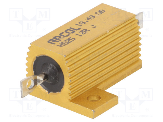 LANKAVASTUS ALUMIINIPROFIILILLA - RUUVIKIINNITYS - 12OHM - 25W - ±5% - 550V - Tehovastukset - HS25-12RJ - 1