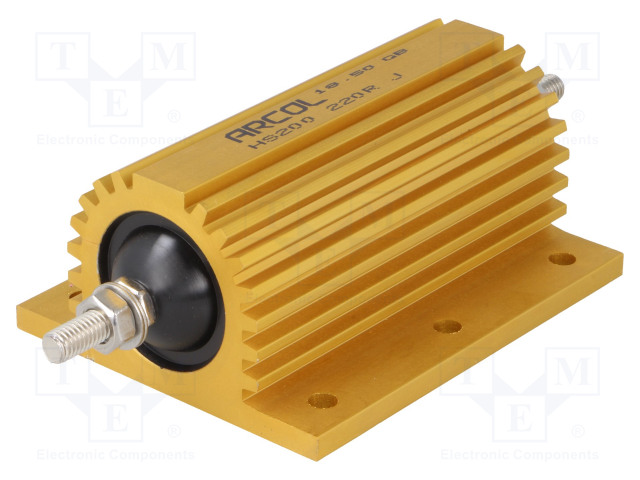 LANKAVASTUS ALUMIINIPROFIILILLA - RUUVIKIINNITYS - 220OHM - 200W - ±5% - Tehovastukset - HS200-220RJ - 1