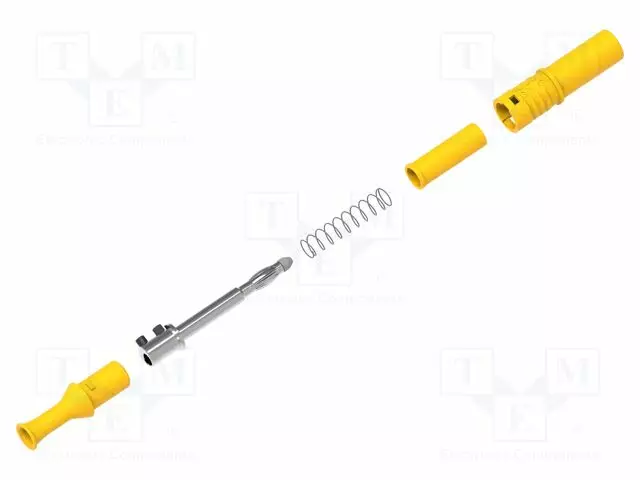 LABORATORY CONNECTOR: 4MM BANANA - PLUG - 36A - KELTAINEN - INSULATED - Banaaniliittimet 4mm - PJP1061-J - 1