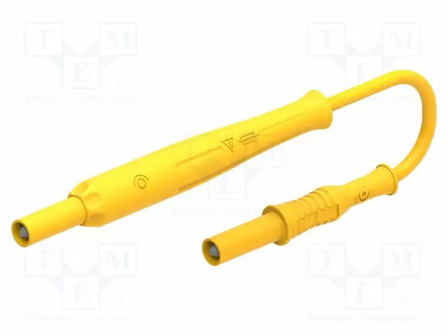 LABORATORY CONNECTOR: 4MM BANANA - BANANA PLUG 4MM X2 - 2A - KELTAINEN - Banaaniliittimet 4mm - PJP12312-2A-200J - 1