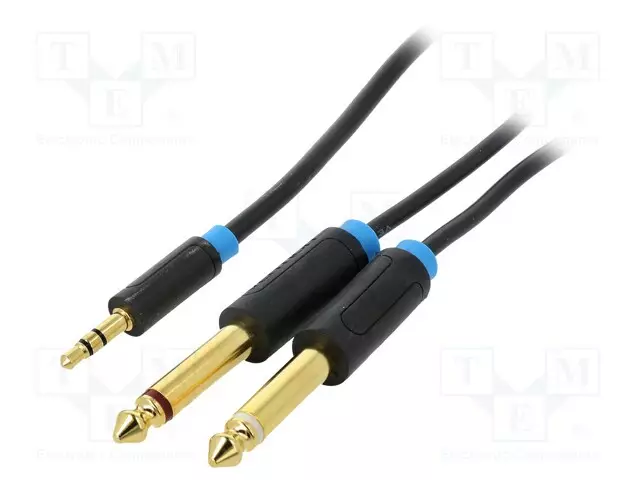 KAAPELI - JACK 3,5MM 3PIN PISTOKE,6,3MM PLUGI X2 - 5M - Muut audio-videokaapelit - BACBJ - 1