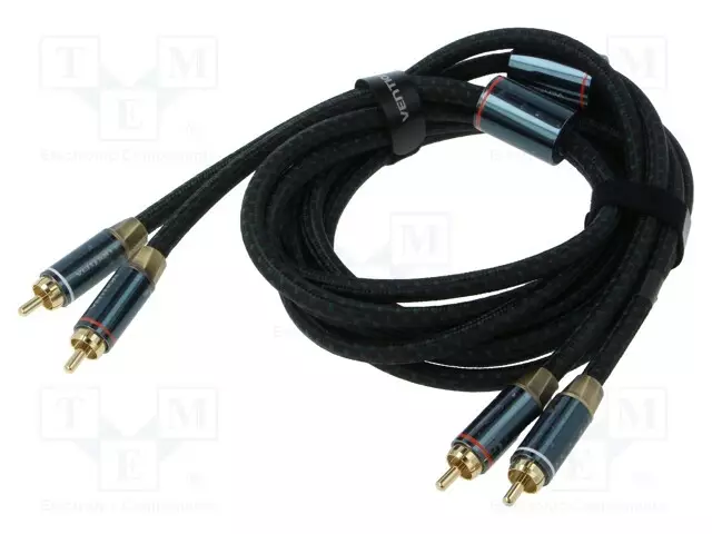 KAAPELI - RCA-PISTOKE X2,MOLEMMIN PUOLIN - 5M - PINNOITUS: KULLATTU - Muut audio-videokaapelit - BCUGJ - 1