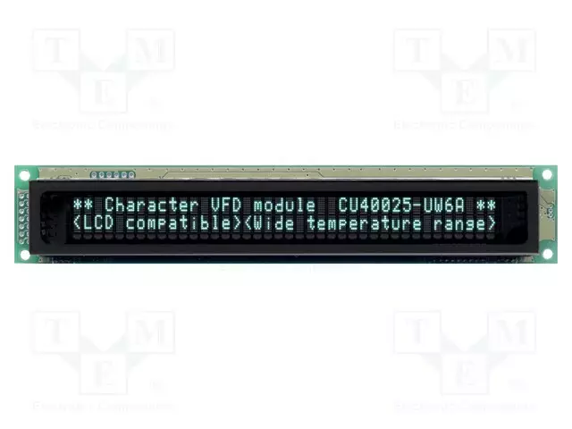 NÄYTTÖ: VFD - AAKKOSNUMEERINEN - 40X2 - MERKKI: 4,7MM - 350CD/M2 - VFD-näytöt - CU40025-UW6J - 1