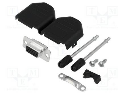 LIITIN: D-SUB HD - PIN: 15 - PISTOKE - NAARAS - JUOTETTAVA - JOHTOON - D liittimet - DPPK09-BK-HDS-K - 1