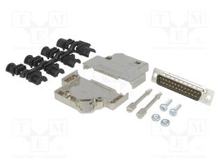 LIITIN: D-SUB - PIN: 25 - PISTOKE - UROS - JUOTETTAVA - JOHTOON - MUSTA - D liittimet - D45PK-M-25-DMP-K - 1