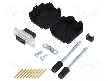 LIITIN: D-SUB - PIN: 9 - PISTOKE - NAARAS - PURISTETTAVA - MUSTA - D liittimet - DPPK09-BK-DBCS-K - 1