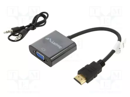 HDMI ADAPTERI -PISTOKE,3,5MM JAKKI,VGA NAARASLIITIN - HDMI, DVI, DisplayPort johdot - AD-0017-BK - 1