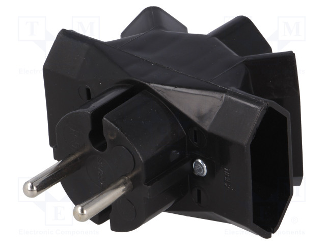 AC LIITIN-HAAROITIN - 2P - 250VAC - 6A - MALLI: LITTEÄT - MUSTA - AC liittimet ja rungot - R-5BK - 1