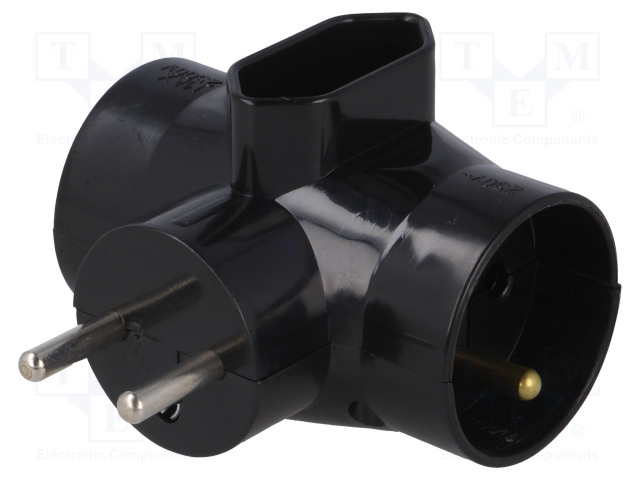 AC LIITIN-HAAROITIN - 2P,2P+PE - MUSTA - AC liittimet ja rungot - R-21BK - 1