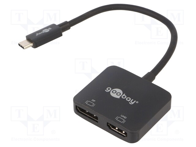 ADAPTERI - DISPLAYPORT 1.4,HDMI 2.1 - 0,12M - MUSTA - USB kaapelit ja adapterit - USBC-HDMIDP-BK - 1