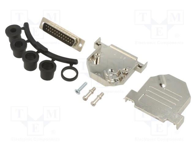 LIITIN: D-SUB - PIN: 25 - PISTOKE - UROS - JUOTETTAVA - JOHTOON - MUSTA - D liittimet - D45NT25-M-DMP-K - 1