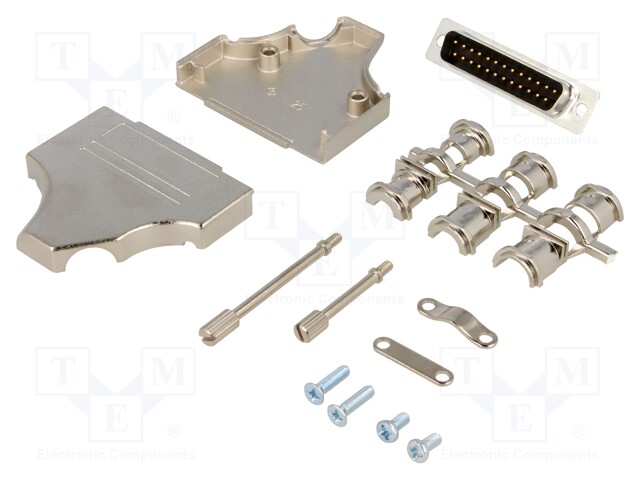 LIITIN: D-SUB - PIN: 25 - PISTOKE - UROS - KULMA - JUOTETTAVA - MUSTA - D liittimet - MHDM35-25-DMP-K - 1