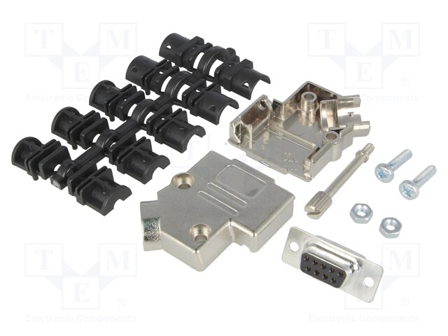 LIITIN: D-SUB - PIN: 9 - PISTOKE - NAARAS - JUOTETTAVA - JOHTOON - MUSTA - D liittimet - D45PK-M-09-DMS-K - 1