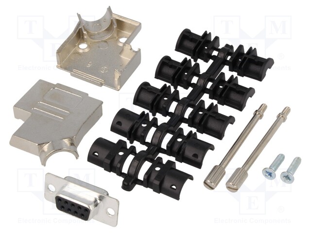 LIITIN: D-SUB - PIN: 9 - PISTOKE - NAARAS - JUOTETTAVA - JOHTOON - MUSTA - D liittimet - D45ZK09-DBS-K - 1