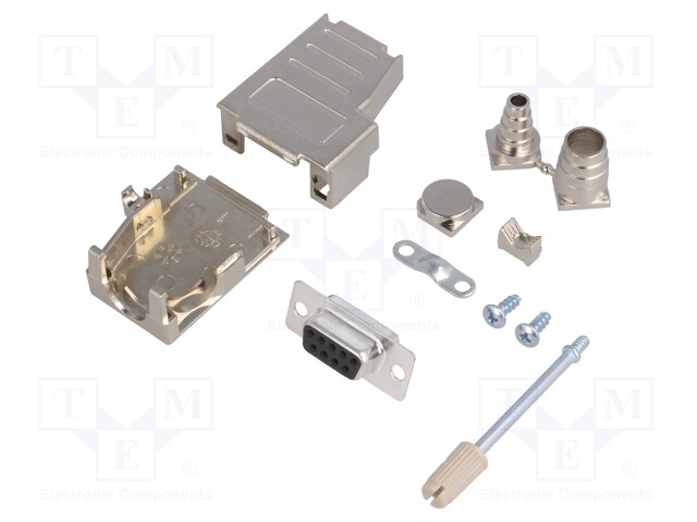 LIITIN: D-SUB - PIN: 9 - PISTOKE - NAARAS - JUOTETTAVA - JOHTOON - MUSTA - D liittimet - DSSK09-M-DBS-K - 1