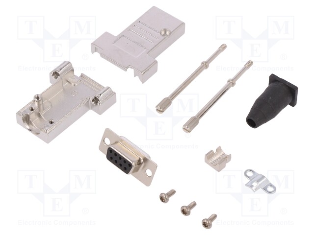 LIITIN: D-SUB - PIN: 9 - PISTOKE - NAARAS - JUOTETTAVA - JOHTOON - MUSTA - D liittimet - DTSL09-T-JSRGDBS-K - 1