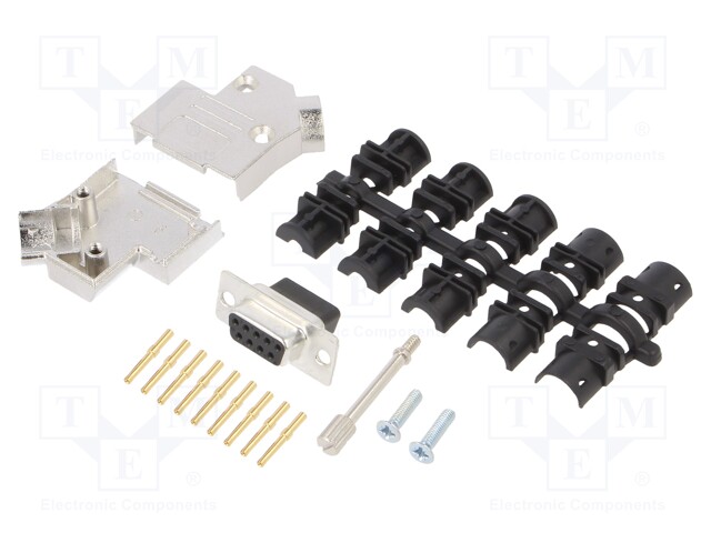 LIITIN: D-SUB - PIN: 9 - PISTOKE - NAARAS - PURISTETTAVA - MUSTA - D liittimet - D45ZK09-DBCS-K - 1