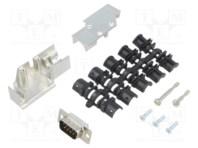 LIITIN: D-SUB - PIN: 9 - PISTOKE - UROS - 90° KULMA - JUOTETTAVA - D liittimet - DCMR-FK-09-DBP-K - 1