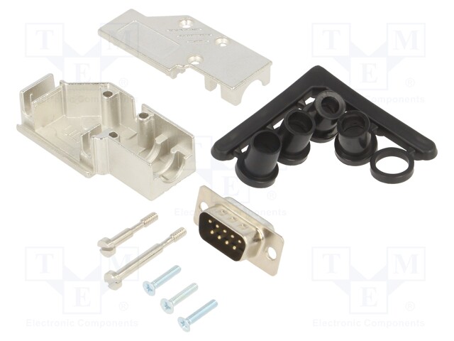 D-SUB LIITIN - PIN: 9 - PISTOKE - UROS - 90° KULMA - JUOTETTAVA - D liittimet - DCMR09-ULP-DBP-K - 1