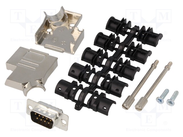 LIITIN: D-SUB - PIN: 9 - PISTOKE - UROS - JUOTETTAVA - JOHTOON - MUSTA - D liittimet - D45ZK09-DBP-K - 1