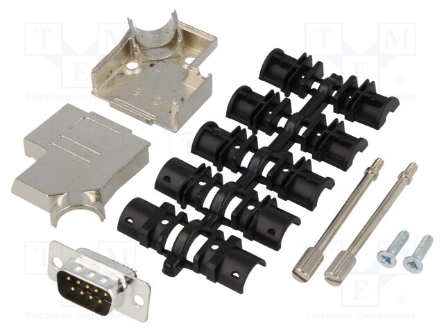 D-SUB LIITIN - PIN: 9 - PISTOKE - UROS - JUOTETTAVA - JOHTOON - MUSTA - D liittimet - D45ZK09-DMP-K - 1