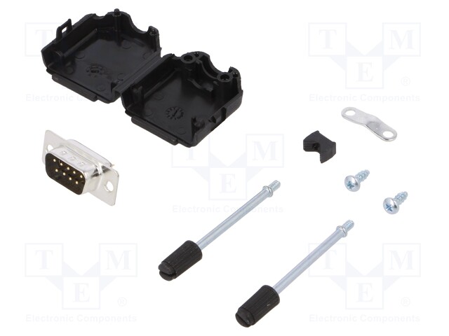 LIITIN: D-SUB - PIN: 9 - PISTOKE - UROS - JUOTETTAVA - JOHTOON - MUSTA - D liittimet - DPPK09-BK-DMP-K - 1