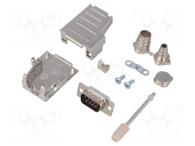 LIITIN: D-SUB - PIN: 9 - PISTOKE - UROS - JUOTETTAVA - JOHTOON - MUSTA - D liittimet - DSSK09-M-DBP-K - 1