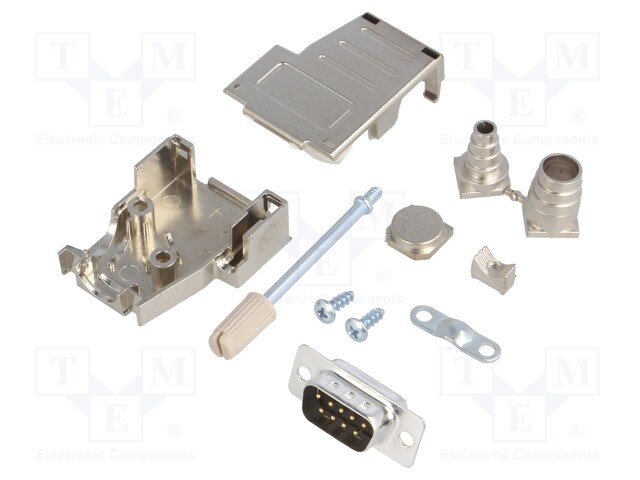 D-SUB LIITIN - PIN: 9 - PISTOKE - UROS - JUOTETTAVA - JOHTOON - MUSTA - D liittimet - DSSK09-M-DMP-K - 1