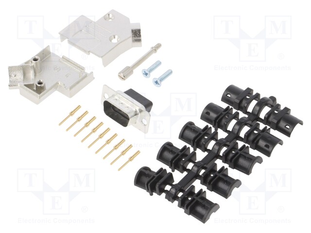 LIITIN: D-SUB - PIN: 9 - PISTOKE - UROS - PURISTETTAVA - MUSTA - D liittimet - D45ZK09-DBCP-K - 1