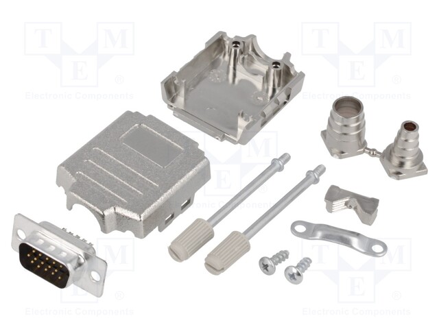 D-SUB LIITIN HD - PIN: 15 - PISTOKE - UROS - JUOTETTAVA - JOHTOON - D liittimet - DPPK09-M-HDP-K - 1