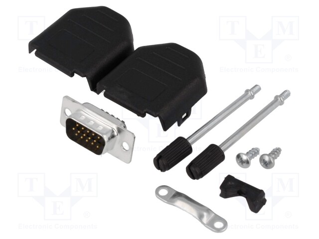 D-SUB LIITIN HD - PIN: 15 - PISTOKE - UROS - JUOTETTAVA - JOHTOON - D liittimet - DPPK09-BK-HDP-K - 1