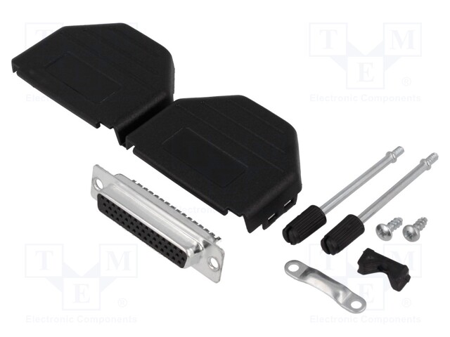 LIITIN: D-SUB HD - PIN: 44 - PISTOKE - NAARAS - JUOTETTAVA - JOHTOON - D liittimet - DPPK25-BK-HDS-K - 1