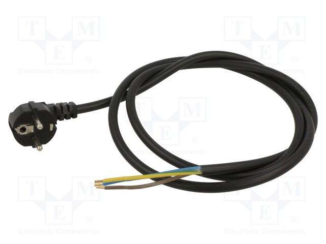 KAAPELI - 3X1MM2 - CEE 7/7 (E/F) KULMAPISTOKE,JOHDOT - PVC - 3M - 16A - Tietokone- ja laitejohdot - WJ-22-3103BK - 1