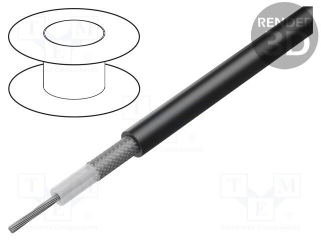 KOAKSIAALIKAAPELI - RG58CK - CU - PVC - MUSTA - 5MM - CPR: ECA - Koaksiaalikaapelit - SIVA-RG58CK - 1