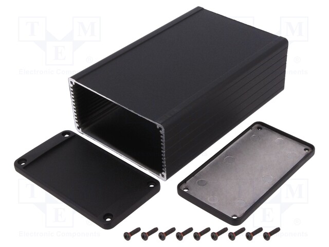 KOTELO: SUOJAAVA - X: 104MM - Y: 160MM - Z: 55MM - ALUMIINI - MUSTA - IP54 - Häiriösuojakotelot - HM-1457N1601EBK - 1