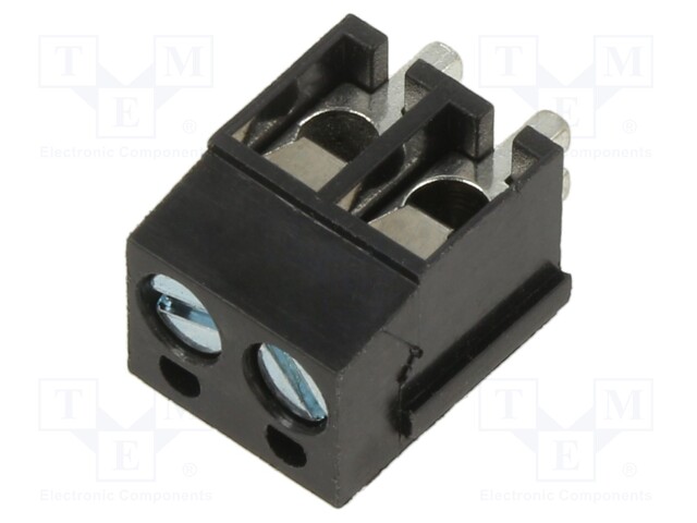 LIITIN: KYTKENTÄRIMA PIIRILEVYLLE - PURISTUS - 90° KULMA - PCB - Riviliittimet piirilevylle - XY307A-2P-5.0-BK - 1