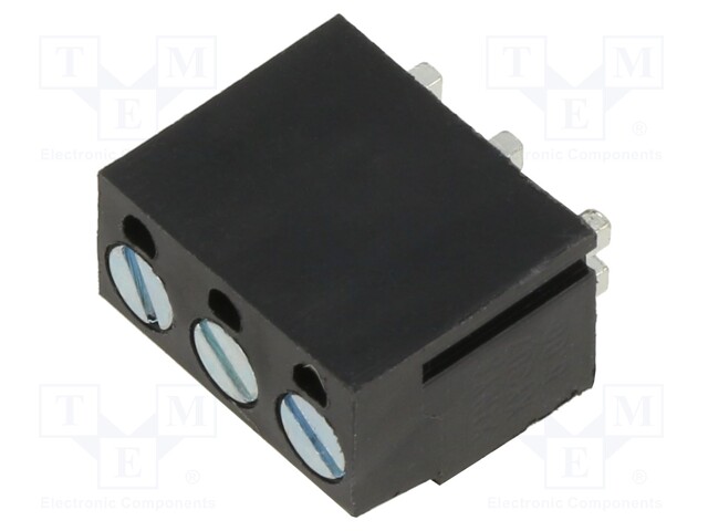 LIITIN: KYTKENTÄRIMA PIIRILEVYLLE - PURISTUS - 90° KULMA - PCB - Riviliittimet piirilevylle - XY307A-3P-5.0-BK - 1