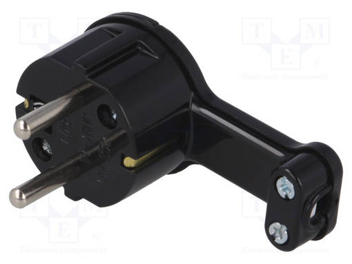 AC LIITIN-UROS - PISTOKE - 2P+PE - 250VAC - 16A - MUSTA - JOHTOON - AC liittimet ja rungot - WT-16UPBK - 1