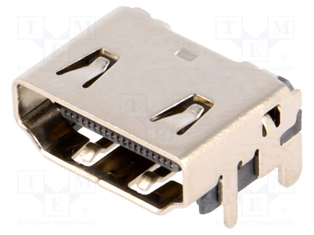 LIITIN: HDMI - PISTORASIA - PIN: 19 - GOLD FLASH - 90° KULMA - SMT - HDMI liittimet - HDMI-GK - 1