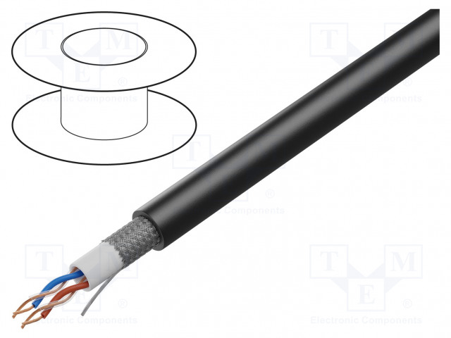 MIKROFONIKAAPELI-2X2X0,22MM2 - MUSTA - OFC - -15÷70°C - ERISTYS: PVC - Mikrofonikaapelit - TAS-C287-BK - 1