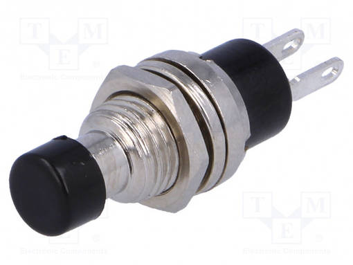 PAINOKYTKIN - AS: 2 - SPST-NO - 1A/250VAC - OFF-(ON) - AUKKO: Ø7MM - Standardikytkimet - PS10B2BK - 1