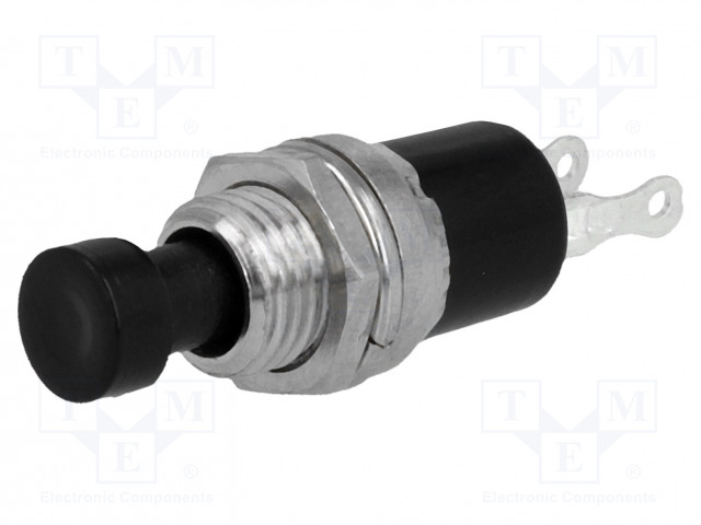 PAINOKYTKIN - AS: 2 - SPST-NO - 1A/250VAC - OFF-(ON) - AUKKO: Ø7MM - Standardikytkimet - PS10BBK - 1