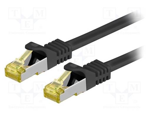 PATCH KAAPELI - S/FTP - CAT: 6A - RJ45-PISTOKE,MOLEMMIN PUOLIN - LANKA - RJ45 Ethernet kaapelit - SFTP7-CU-015BK - 1