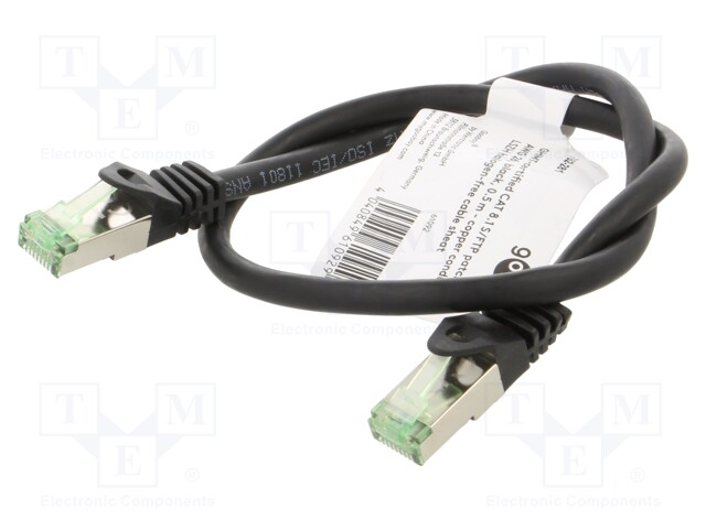 PATCH KAAPELI - S/FTP - CAT: CAT 8.1 - RJ45-PISTOKE,MOLEMMIN PUOLIN - RJ45 Ethernet kaapelit - SFTP8.1-CU-005BK - 1